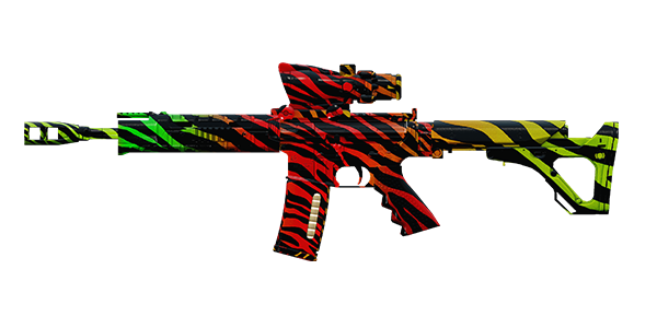 CAR-4 RIFLE | Fade Zebra, Battle-Worn, Stat Boost