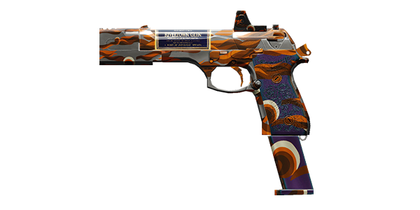 BERNETTI 9 PISTOL | Brown River, Battle-Worn, Stat Boost