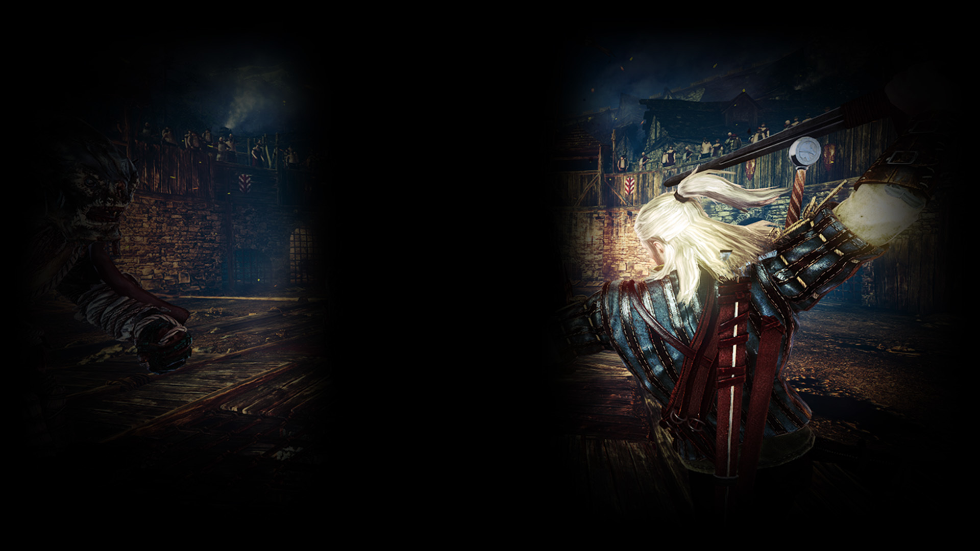 Geralt in the middle of a fight