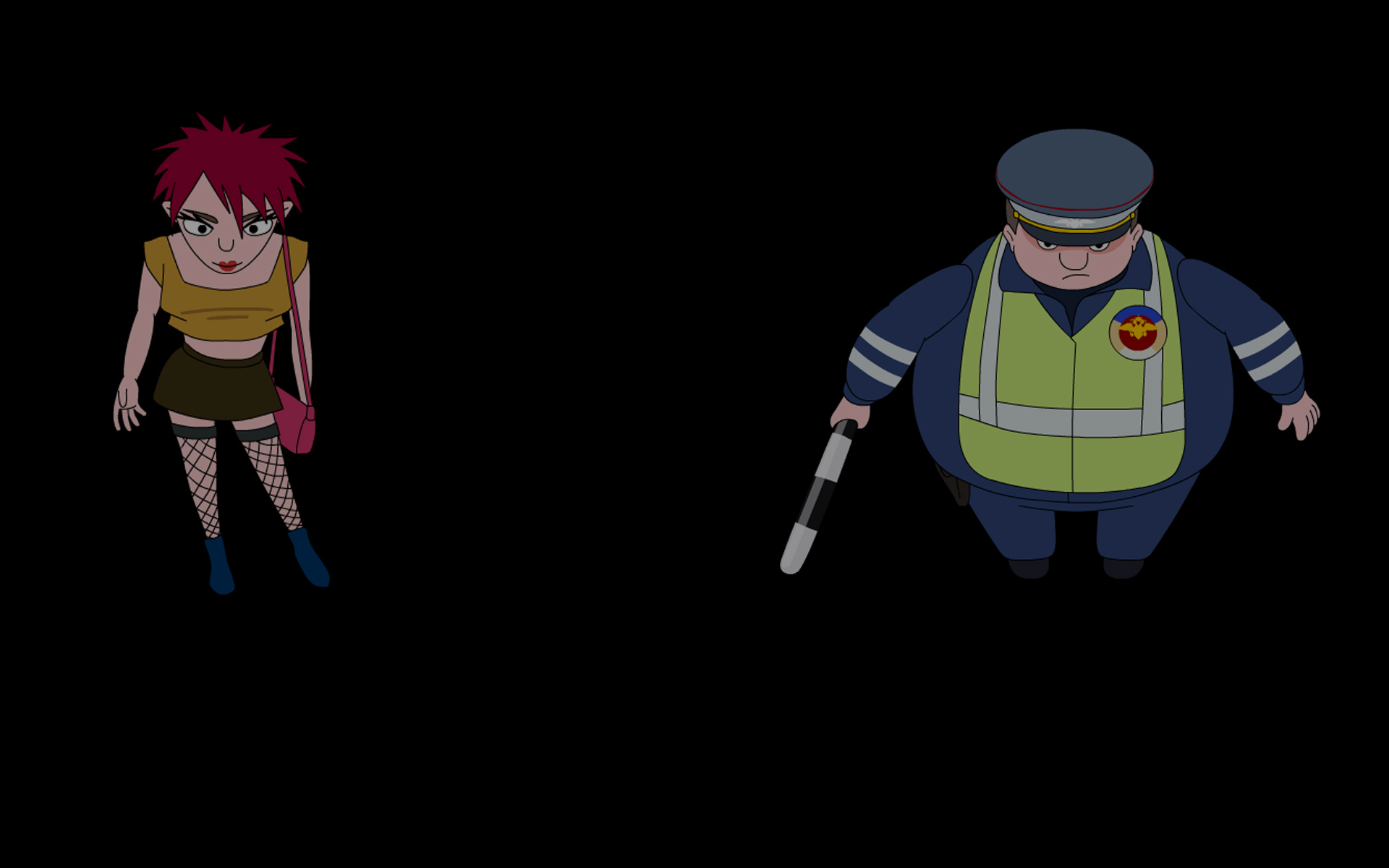 Policmen and girl
