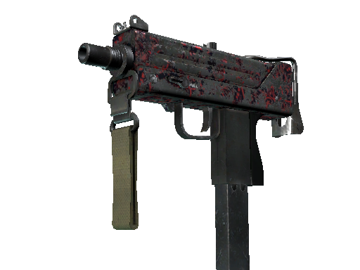 MAC-10 | Red Filigree (Battle-Scarred)