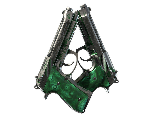 Souvenir Dual Berettas | Polished Malachite (Battle-Scarred)